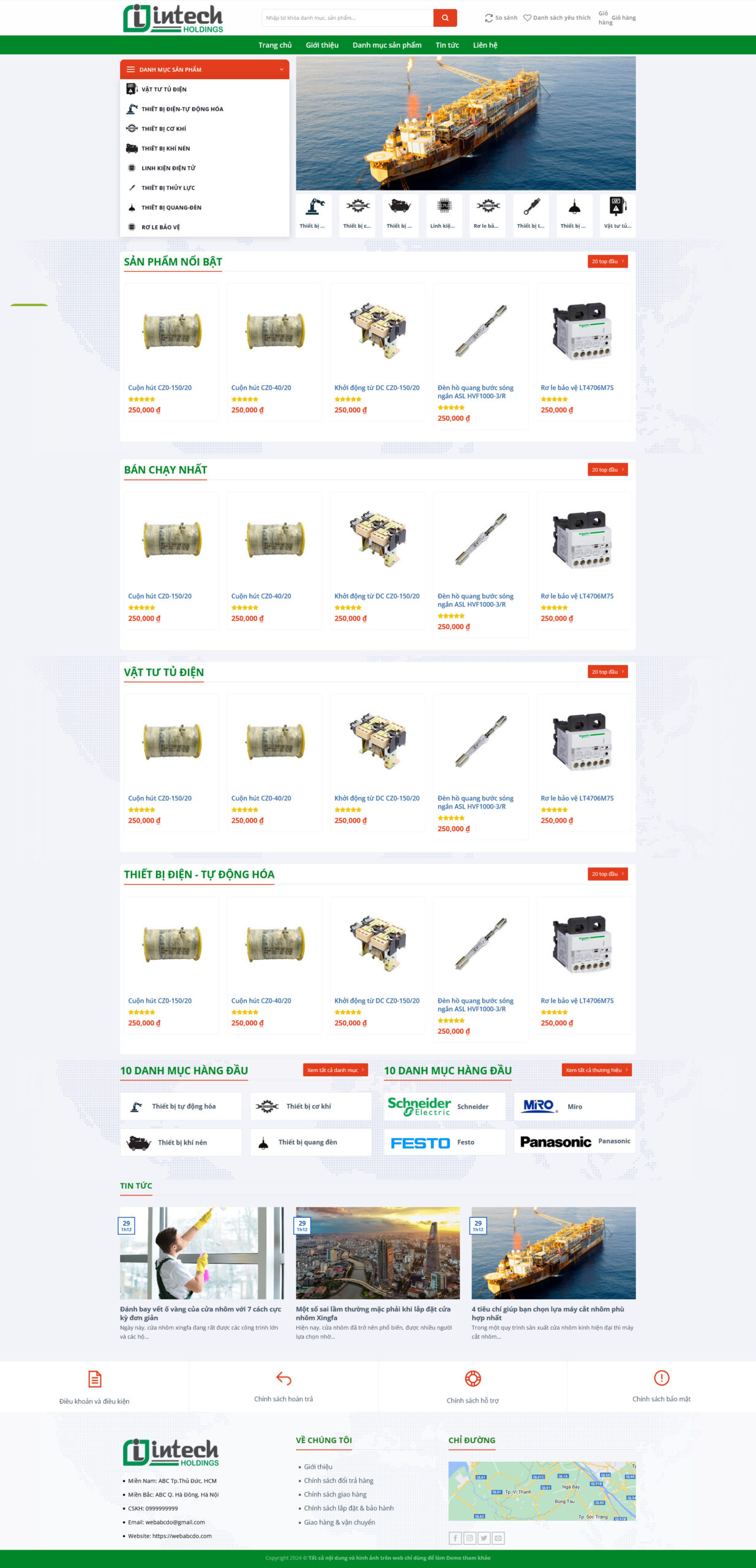 Giao Diện Web Bán Thiết Bị Cơ Khí Điện Tự Động