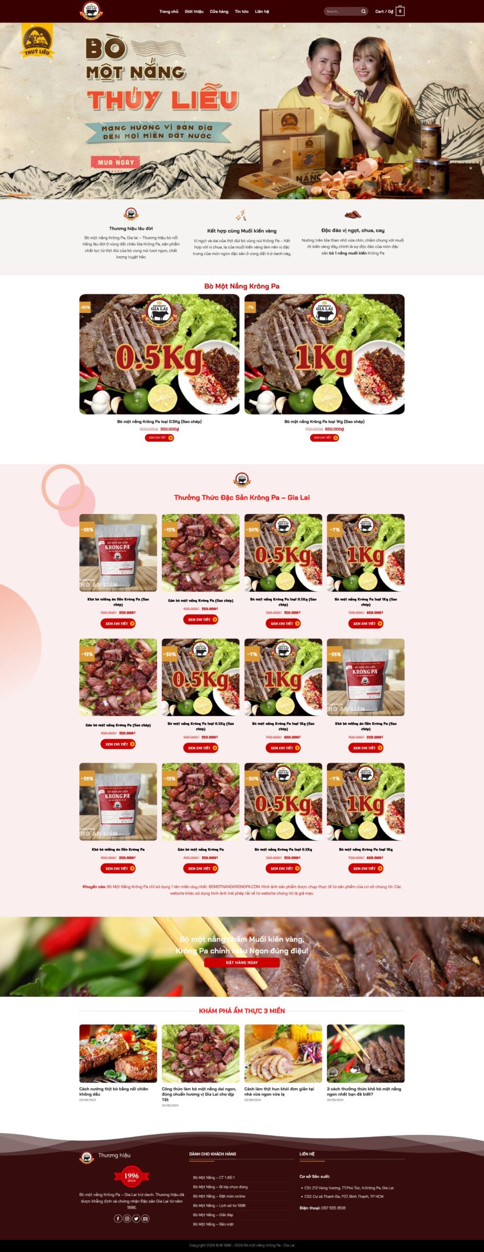 Giao Diện Web Bò Một Nắng Đặc Sản Tây Nguyên