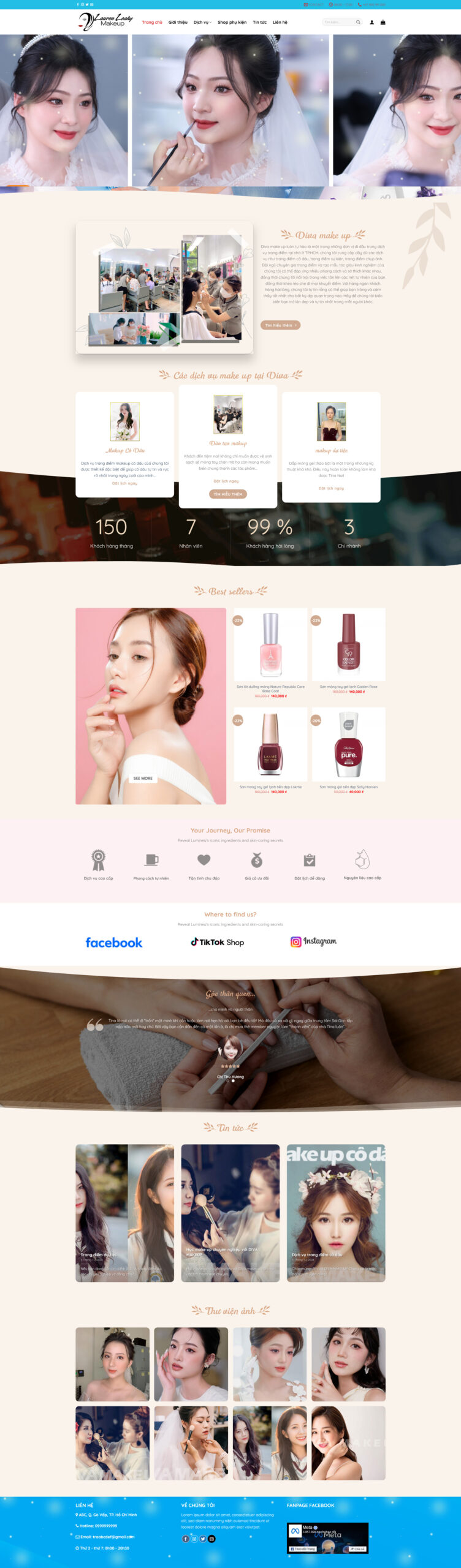 Giao Diện Web Dạy Trang Điểm Makeup Cô Dâu