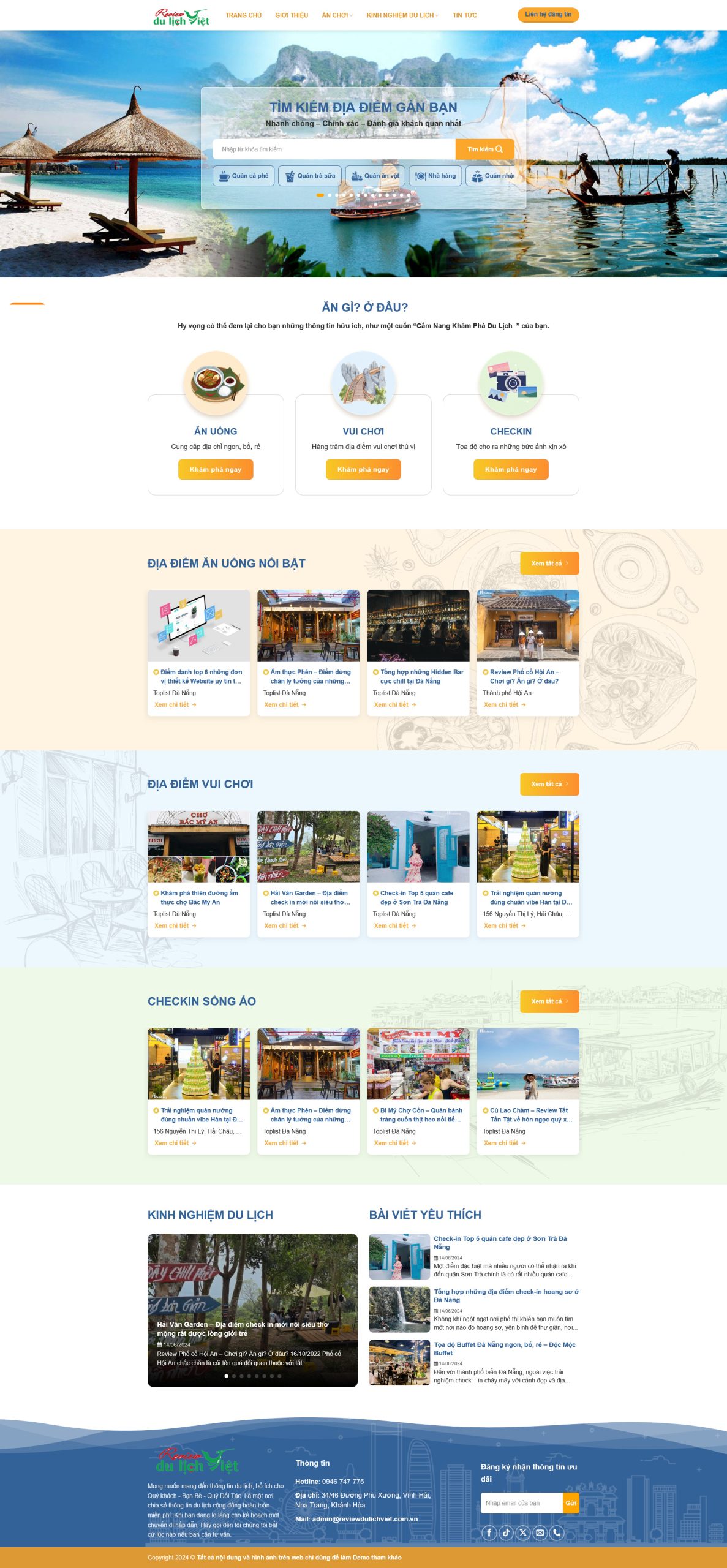 Giao Diện Web Địa Điểm Ăn Uống Du Lịch
