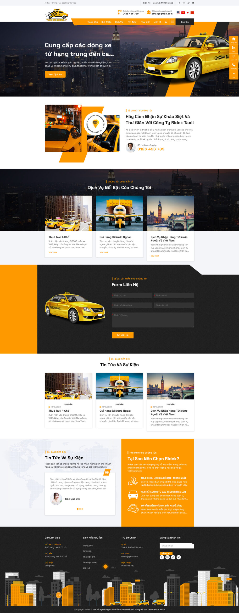 Giao Diện Web Dịch Vụ Cho Thuê Taxi 07