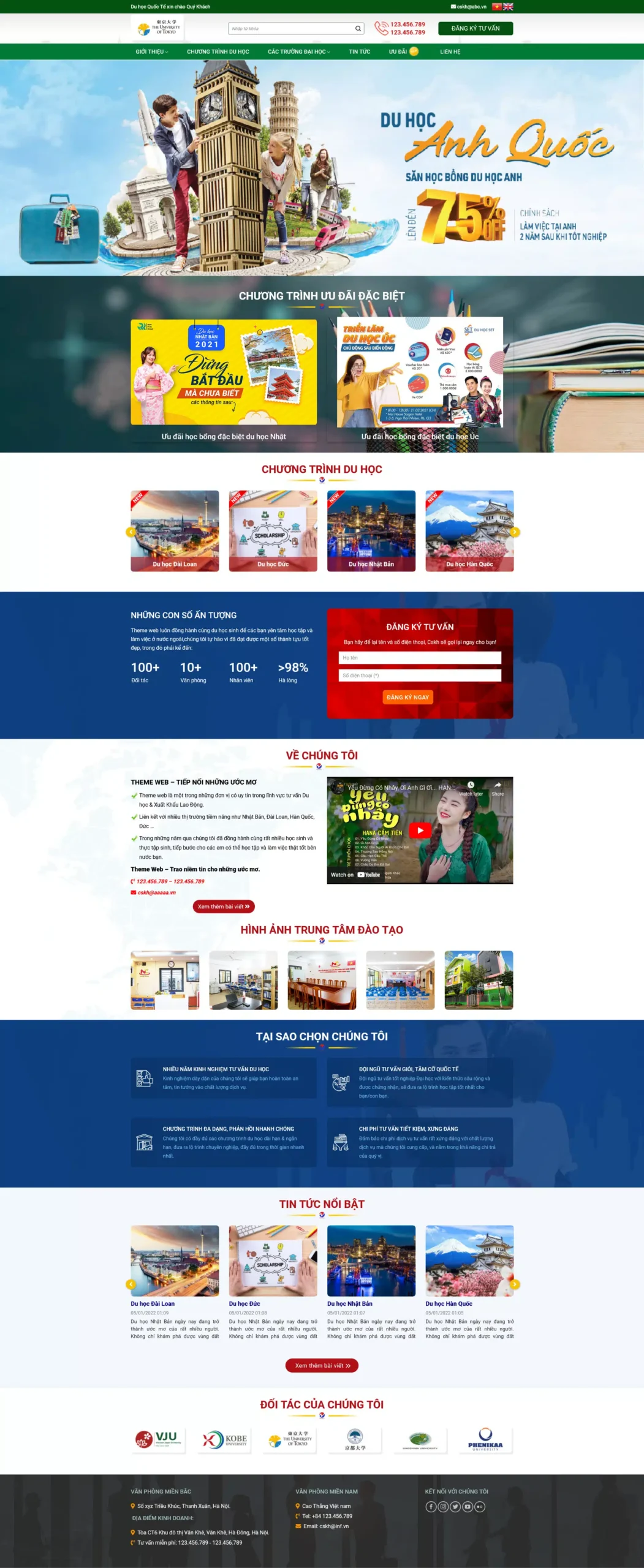 Giao Diện Web Du Học Quốc Tế
