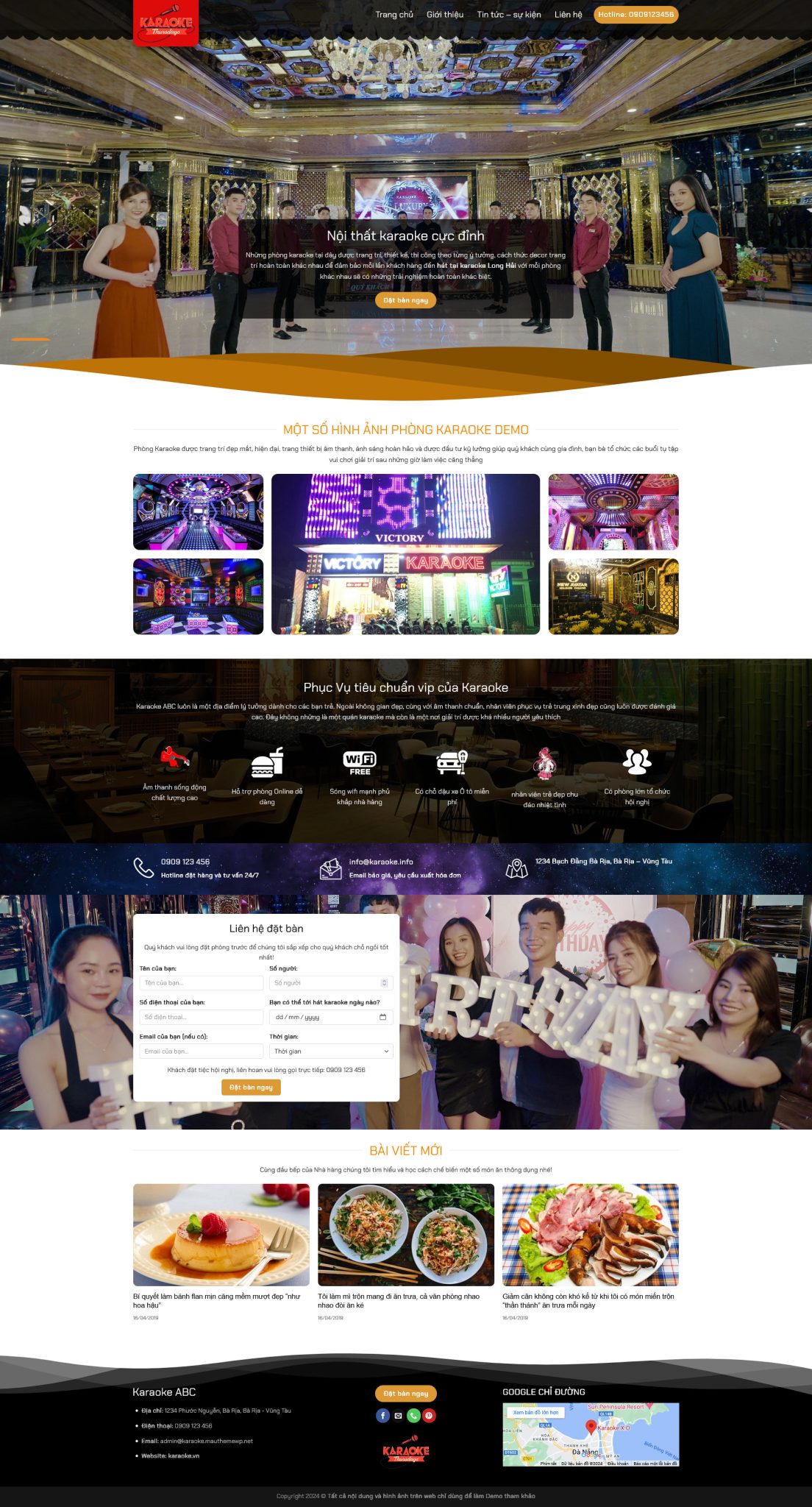 Giao Diện Web Giới Thiệu Phòng Trà Karaoke