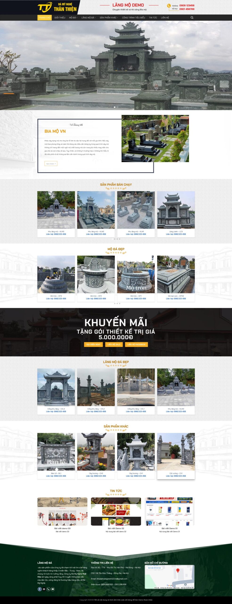 Giao Diện Web Lăng Mộ Đá Mỹ Nghệ