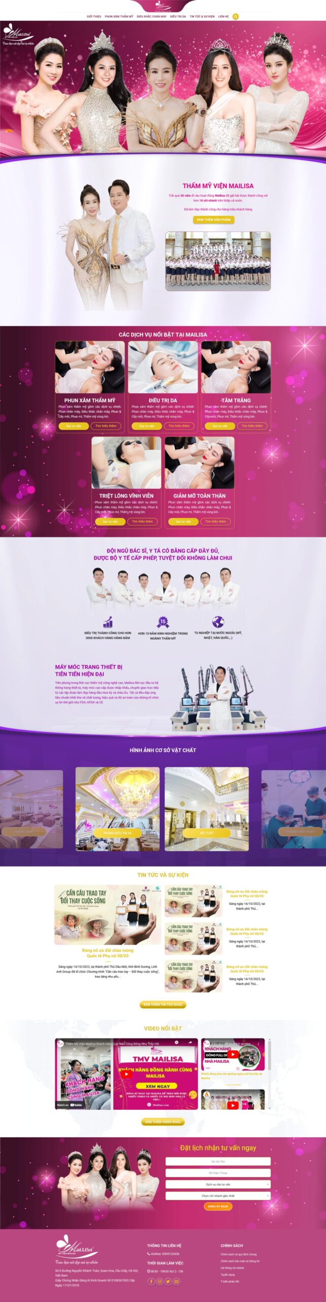 Giao Diện Web Thẩm Mỹ Viện Mailisa